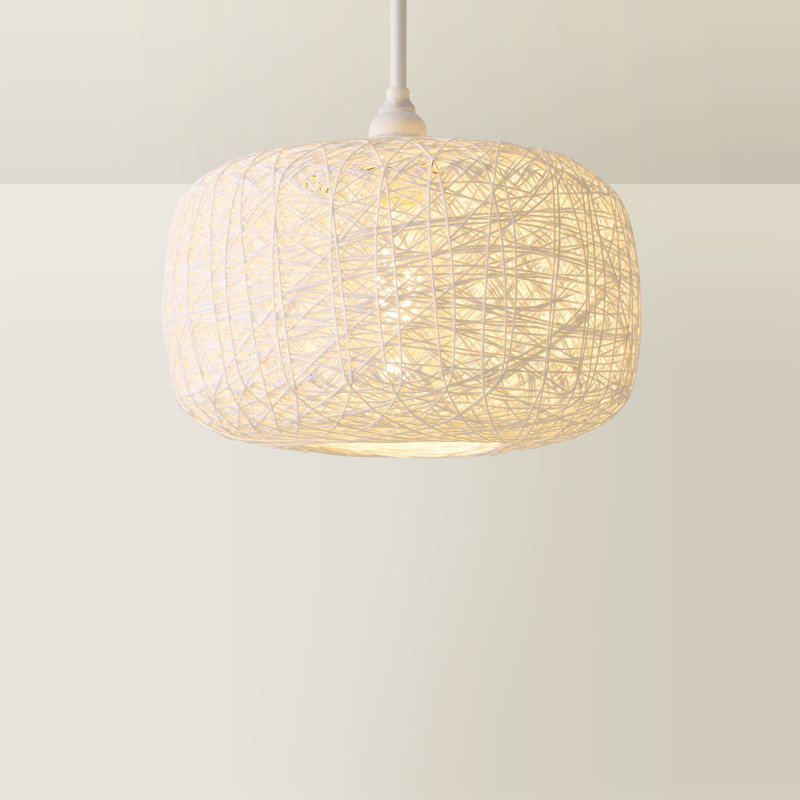 Bjorn 15cm H Bamboo Rattan Novelty Pendant Shade ( Clip On ), No, White