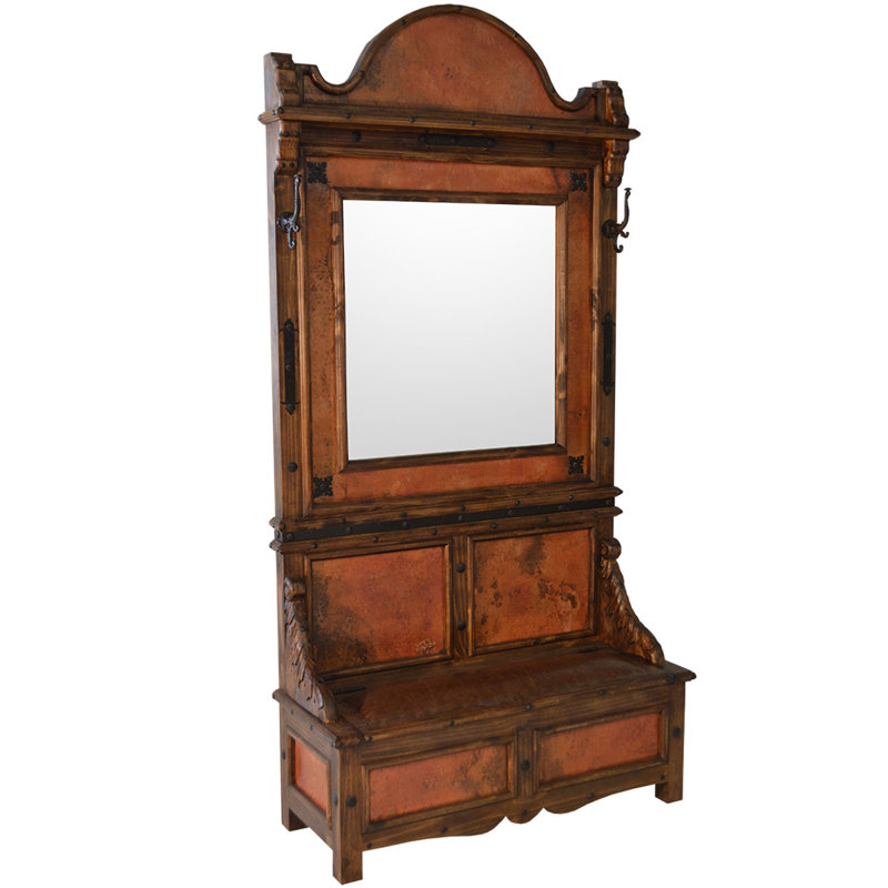 Banc d'entrée avec miroir en cuivre Frontier