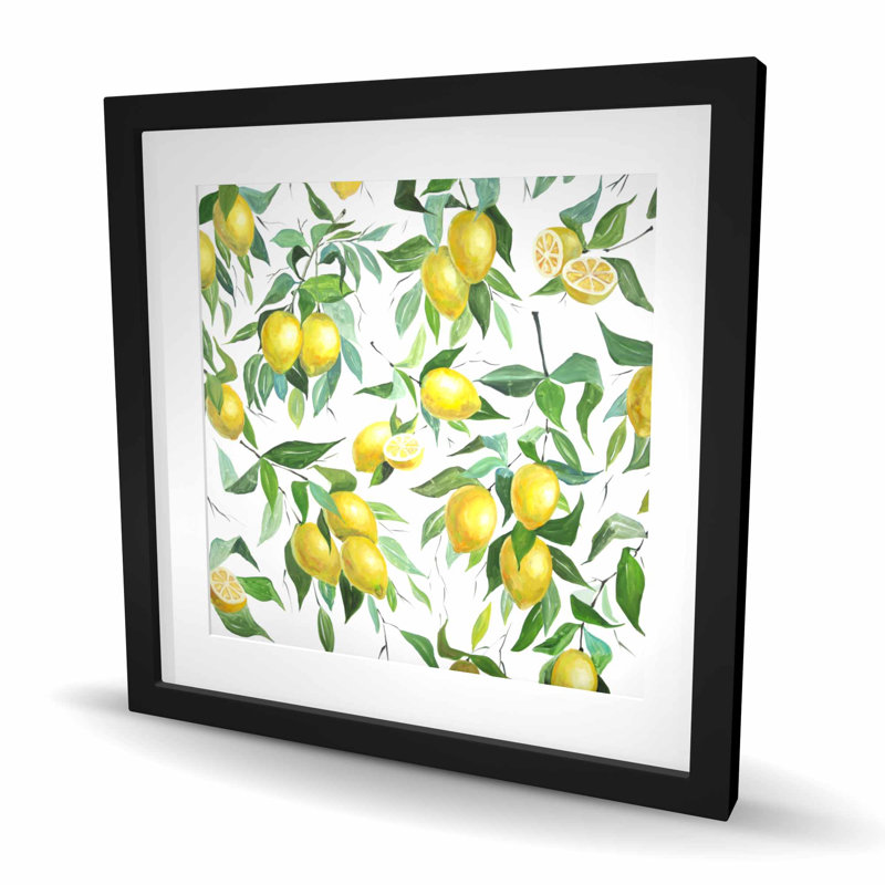 Motif de citron - cuisine gastronomique, H 24 po x l 24 po, Black