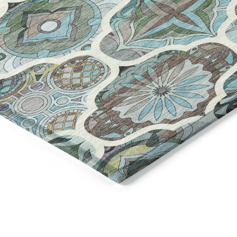 Machine Washable Indoor/Outdoor London ACN2257 Panels Rug, Rectangle 10' x 14'