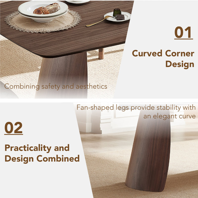 71'' Bentwood Leg Dining Table, Walnut