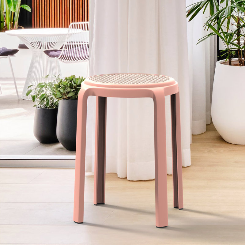 Tabouret rond en plastique empilable Alysoun, Rose