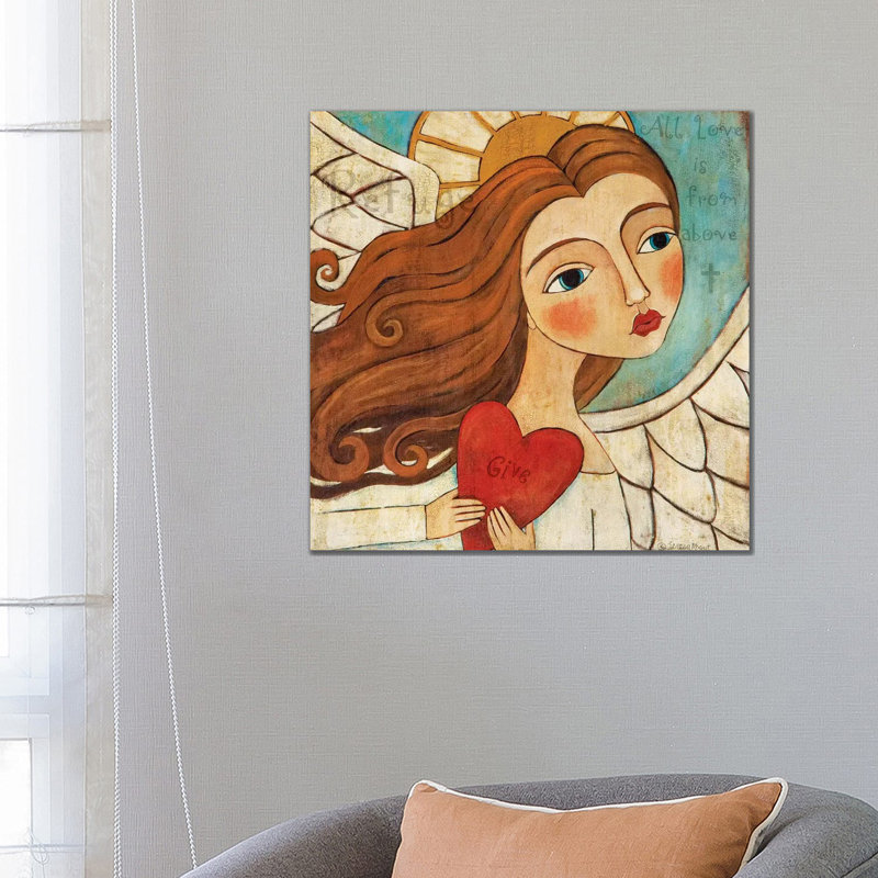 Angel In Blue With Word by Teresa Kogut - Painting on Canvas, Wrapped Canvas, 66.04 cm H x 66.04 cm W x 3.175 cm D