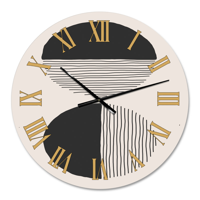 Minimal Geometric Lines and Circle IV - Horloge murale moderne, Petit