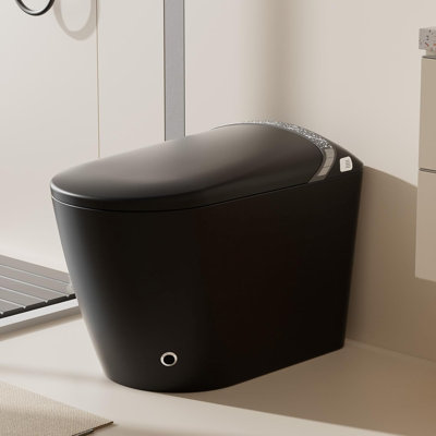 Smart Toilet with Bidet, 17 inch Comfort Seat Height, Auto Open/Close Foot Kick Flush Heated Seat, LED Night Light, 1.28 GPF Multiple Cleaning Modes