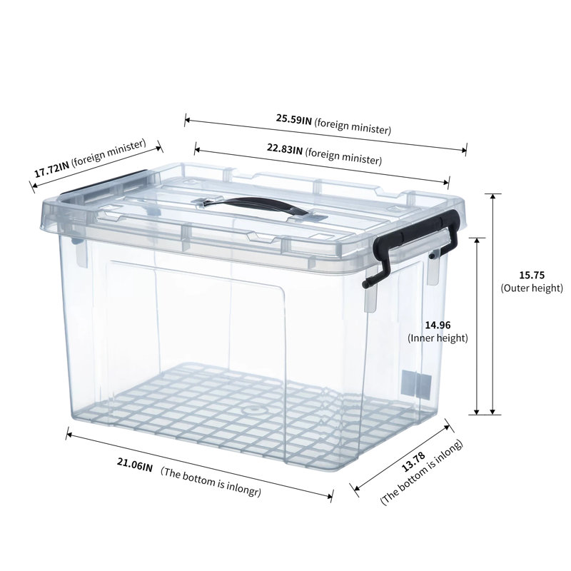 Bacs de rangement transparents avec couvercles, paquet de 6 contenants de rangement en plastique empilables de 90 pintes, bacs de rangement sans BPA avec poignées et loquets de sécurité pour la maison, la salle de bain, la cuisine, le placard