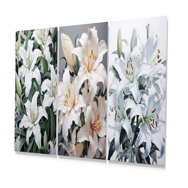 Ensemble de 3 décorations murales en métal White Serenade, H 28 po x l 36 po