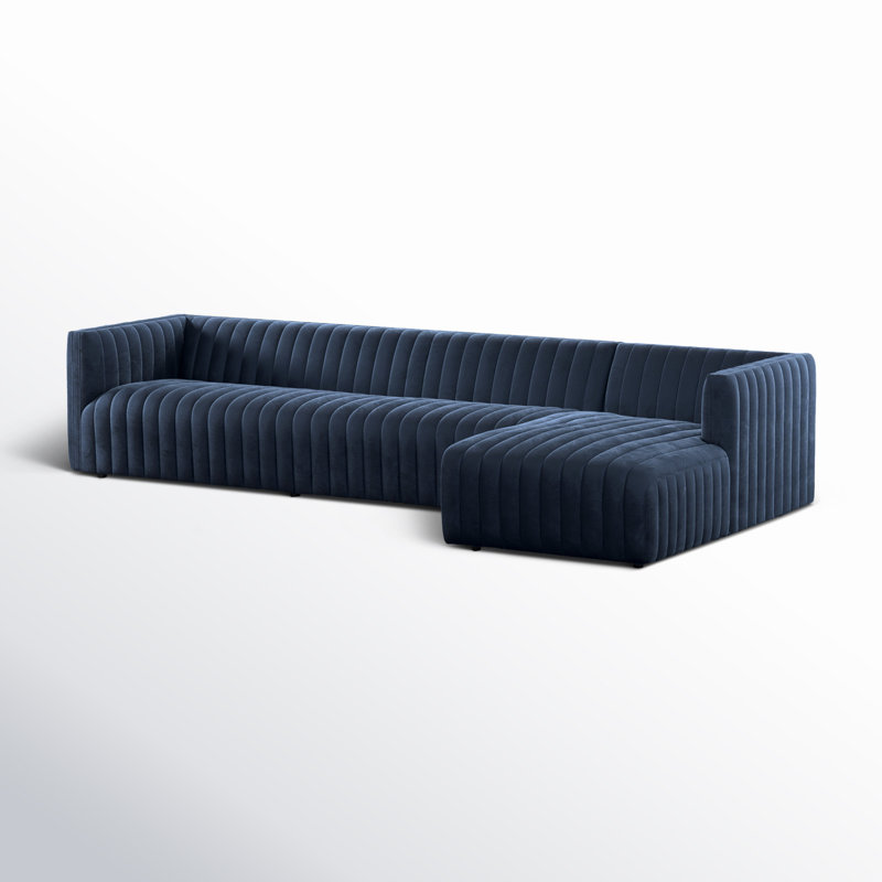 Augustine Chaise Sectional, Right Hand Facing, Orly Natural Velvet, 26" H X 105" W X 64" D