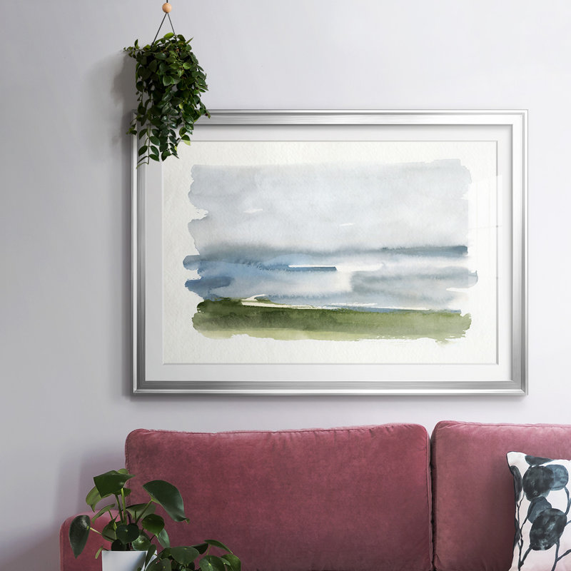 Coastline Splash II, impression encadrée avec verre biseauté mat et verre, Argent, H 27 po x l 39 po x P 1,5 po