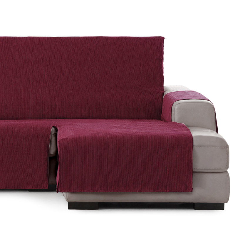 Birbal Box Cushion Chaise Lounge Slipcover, Red, 220cm H x 240cm W x 3cm D