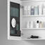 Armoire à pharmacie de salle de bain de l 36 po x H 26 po, miroir HD à bord biseauté, espace de rangement spacieux, charnière silencieuse, bois d'ingénierie, rebord de miroir blanc de 36 po 26 po, rangement intérieur spacieux, vue, système de charnières, bois,