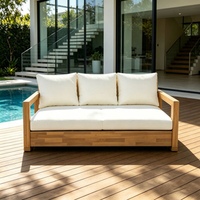 Patio Acacia Wood 3-seater Sofa