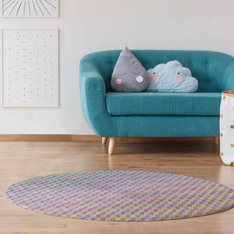 Chenille Geometric Indoor Rug, Round 5'