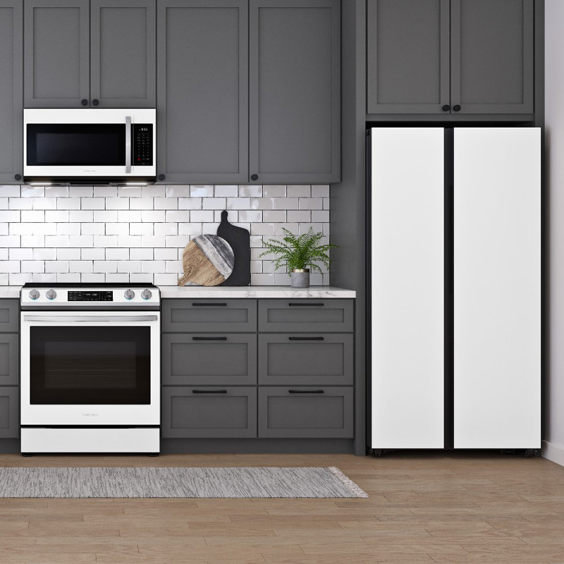 Samsung Bespoke Side-by-Side 28 cu. ft. Refrigerator with Beverage Center, White Glass