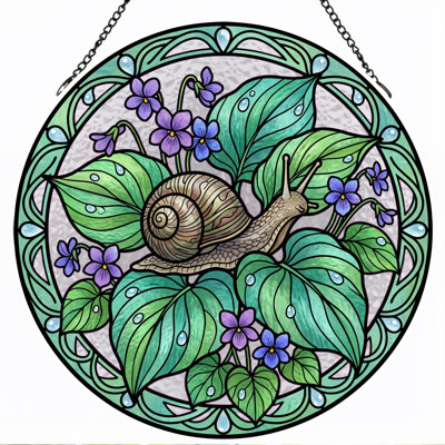 Panneau de vitrail Snail Garden, 7,8 heures