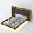 Floating Queen Bed Frame With LED Light And Bookcase