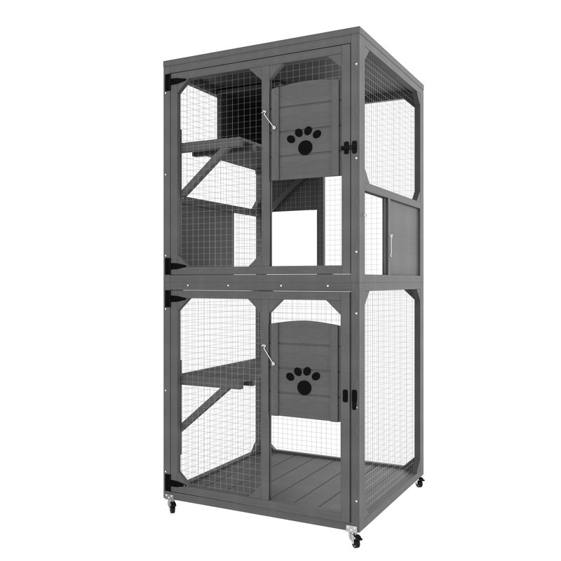 Grande cage d'extérieur en bois massif pour chat, cage d'extérieur pour aire de jeux