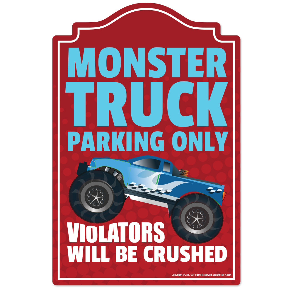 Monster Truck Parking Novelty Sign Indoor Outdoor Funny Home Decor For Garages Living Rooms Bedroom Offices Signmission Wall Lover Gag Gift Sign Decoration SignMission 