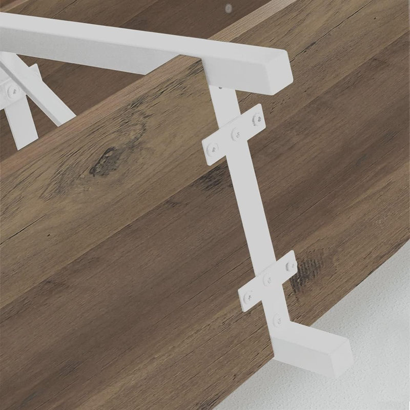 Table d'entrée 55 po, console en bois et métal avec tablettes de rangement, blanc / chêne rustique