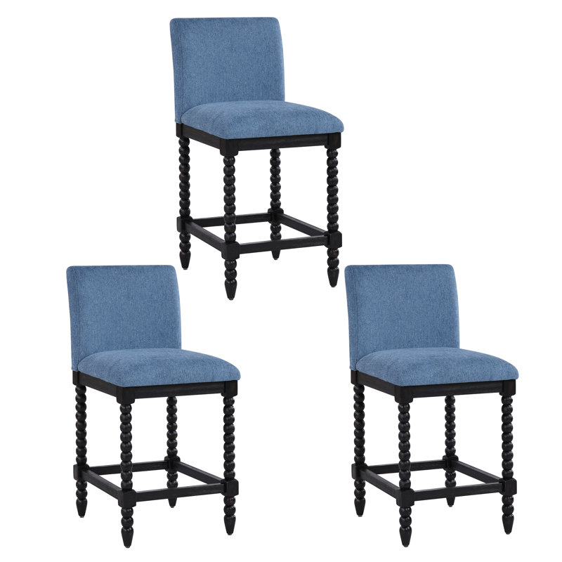 Tabouret de comptoir Tamami, Noir, 3, Bleu
