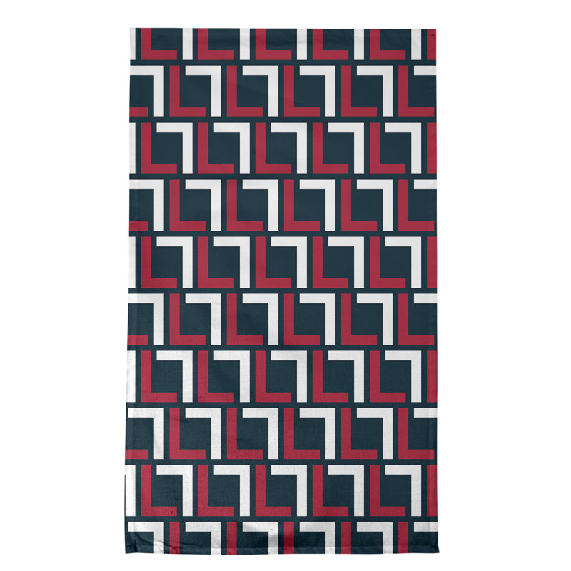 Houston Tea Towel Kitchen Towel, Deep Steel Blue/Battle Red/White, Cotton Blend