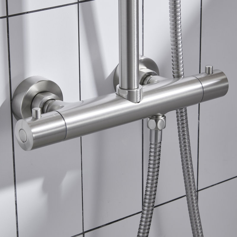 Système de douche complet avec valve brute, Nickel brossé