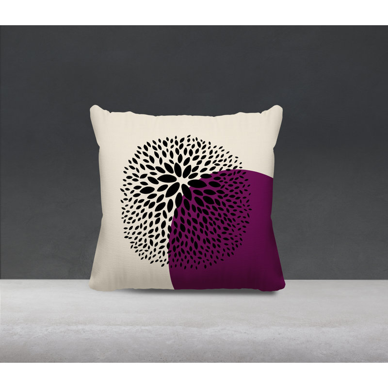 Housse et insert de coussin décoratif intérieur / extérieur Bavière, H 19 po x l 19 po, Mauve / crème / noir