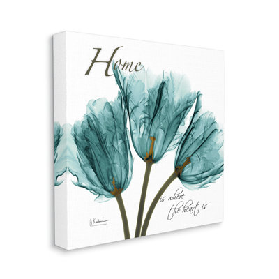 " Unique Blue Tulips Silhouette Home Is Where Quote " by Albert Koetsier