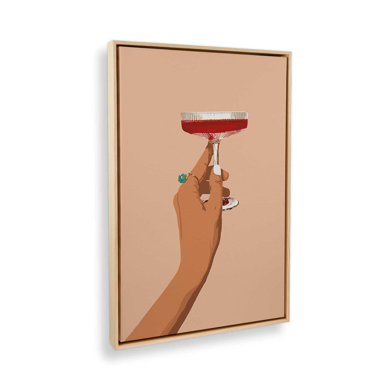 «Cheers To Love» par Garima Dhawan, reproduction d'art sur toile, 48" H x 36" W, Cadre flottant, Tan