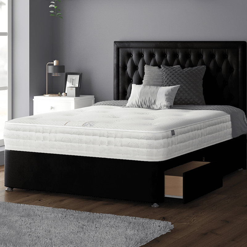 Gallego Divan Bed Base, Black, Kingsize (5'), 4 Drawers