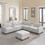 Canapé modulaire Basic, canapé de 104 po avec plateau en acrylique, ensemble de canapé en U en chenille avec 2 consoles, chargeur USB, tiroirs et poches de rangement, repose-pieds mobile, canapé capitonné-1573123099