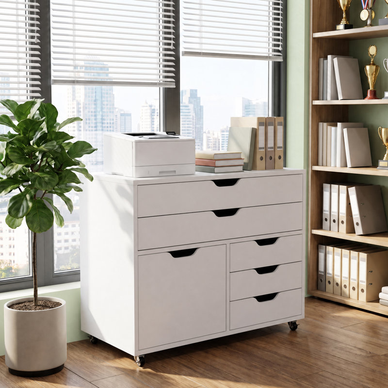 77 cm W 5 -Drawer - Drawer Wheels / Casters included Mobile Filing Cabinet