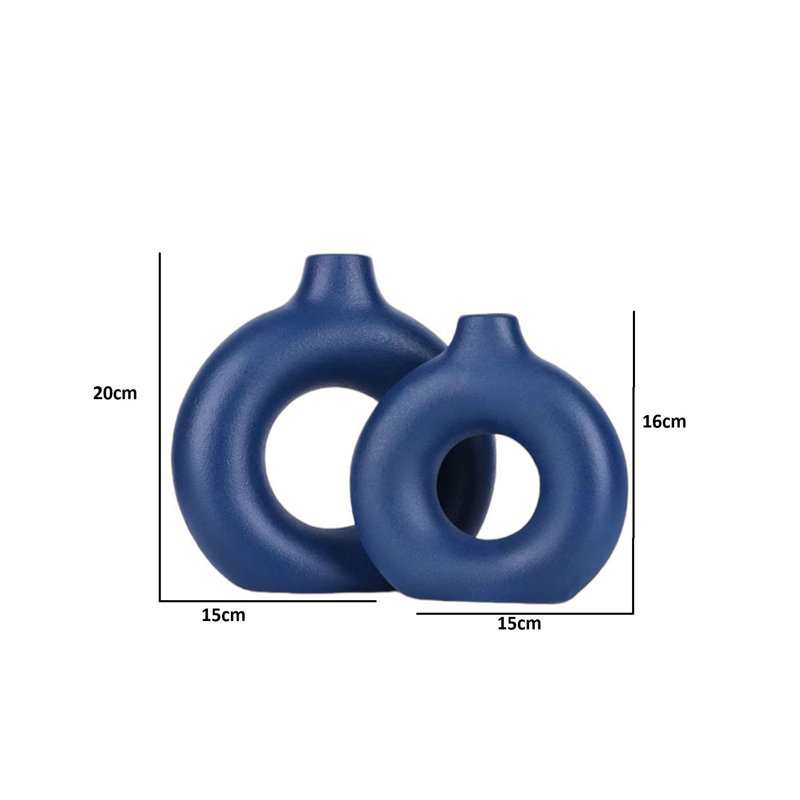 Criselle Ceramic Table Vase, Royal Blue, 15cm H x 20cm W x 4cm D