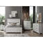Lit double moderne de style moderne avec lit gris et tête de lit fonctionnelle en bois massif