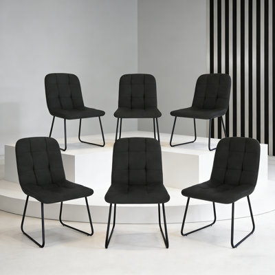 47cm H Tufted Upholstered Upholstered Back Side Chair in Brown