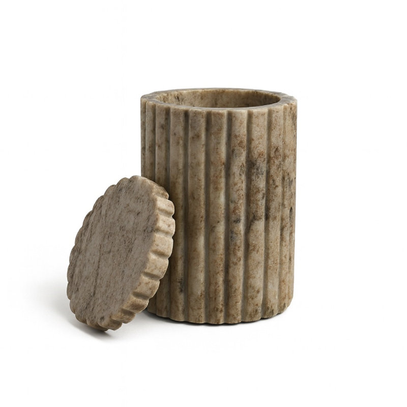 Stoneware Jar, 6" H x 4" W x 4" D, Brown