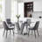 Modern 71" Rectangular Tempered  Glass Dining Table  with V-Shaped Concrete Pedestal Base, Seats 6-8