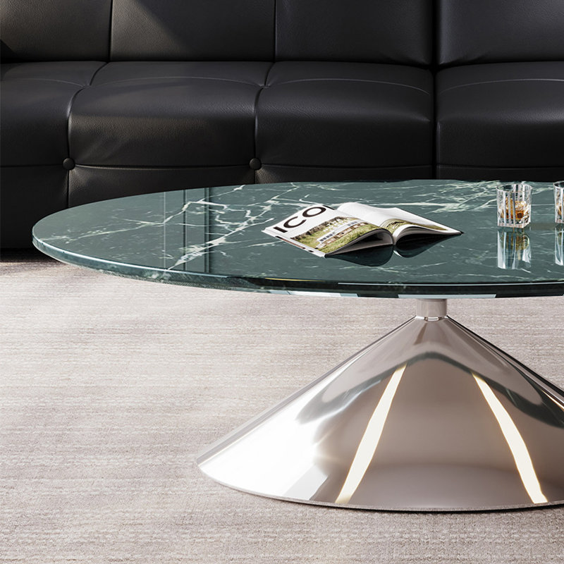 Table basse moderne minimaliste ovale en marbre
