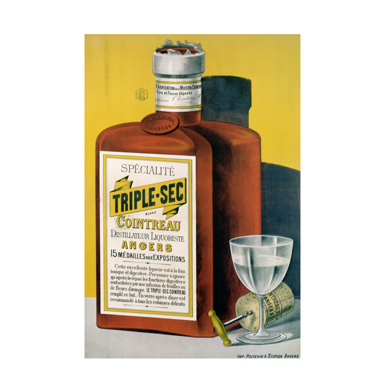 «French School Triple Sec Cointreau Made In Angers», art sur toile, H 32 po x l 22 po