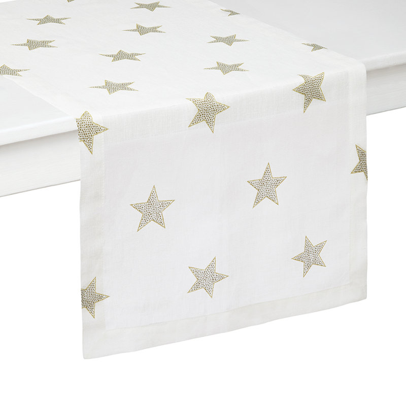 Starry Night Geometric Table Runner, 108" L x 16" W, Silver