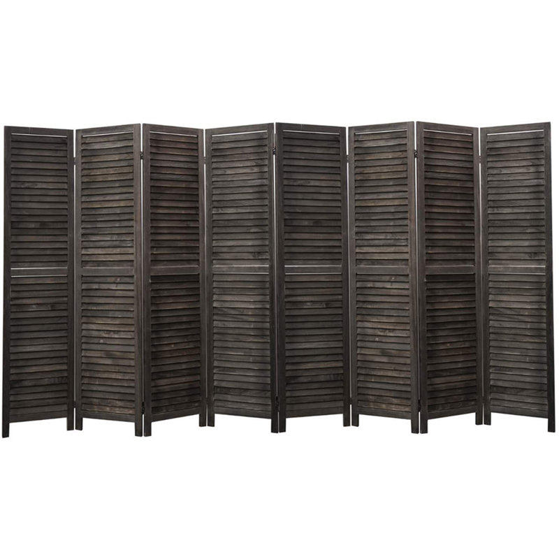 Cloison pliante en bois massif H 67 po Suniga, Noir, 8