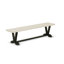 Ensemble de 3 petites tables de salle à manger comprenant une table et 2 bancs de table - Lin blanc (blanc cassé) et finition noire brossée -1409298504-1409298506-1409298507
