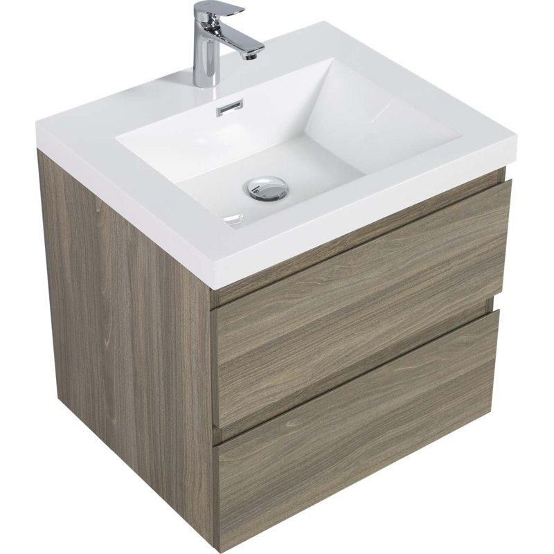 Meuble-lavabo mural avec lavabo, Gris