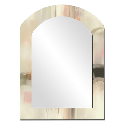 «Knowing Vintage», «Minimal Retro Simplicity I», peinture abstraite sur miroir mural, miroir décoratif asymétrique rose, impression sur métal