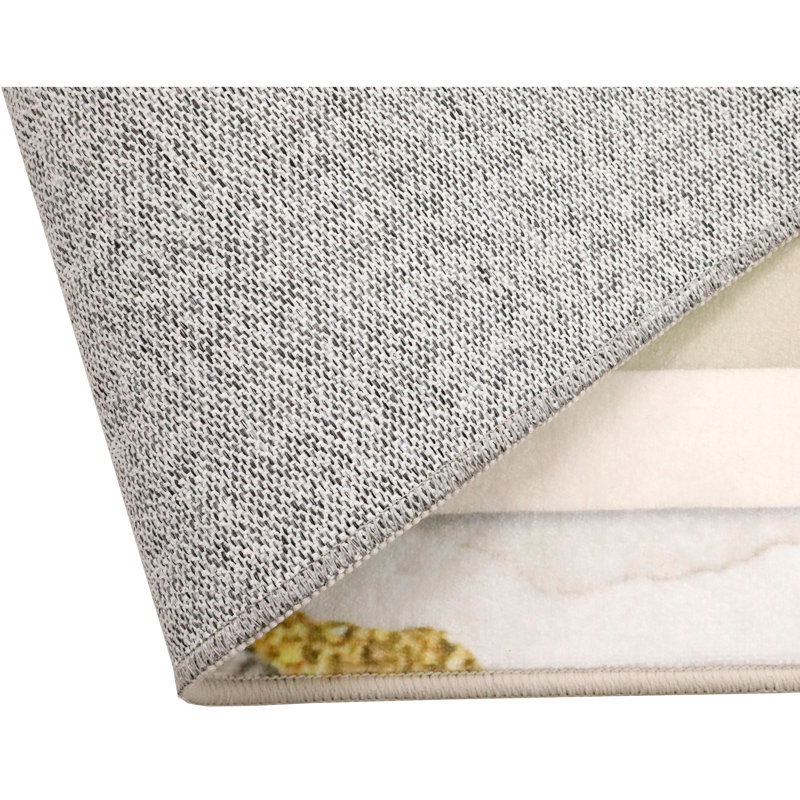 Home Decor Luxury Non-Slip Rubber Backing Safety Soft Runner Area Carpet Floor Area Rug Indoor Interior Accent Decorative Mat, Modern Gold Grey Marble Greek Key Design, 5 x 7 Feet