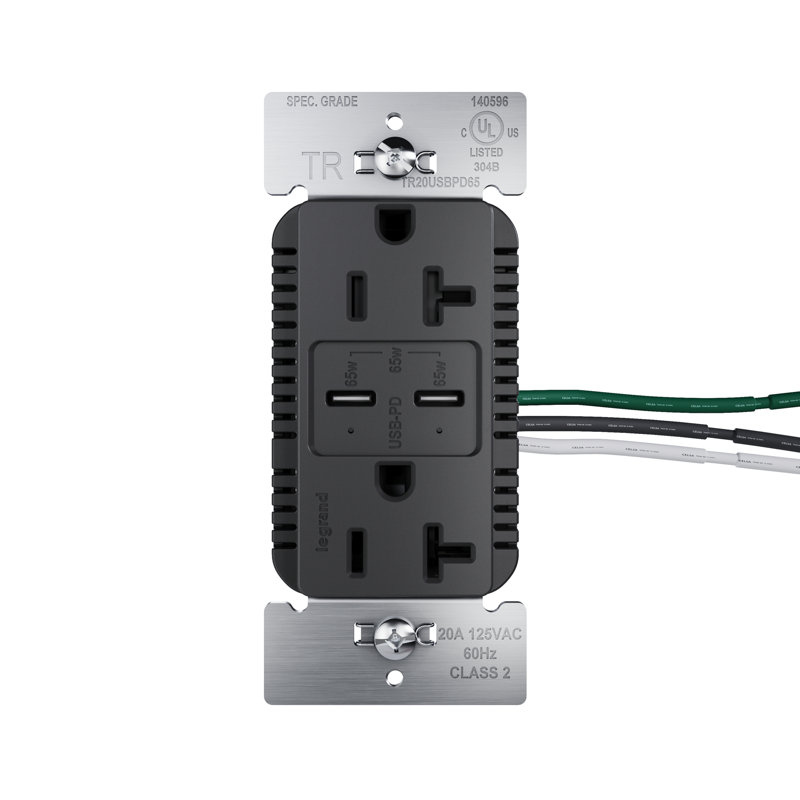 Prise de courant 20A USB Type C, Noir