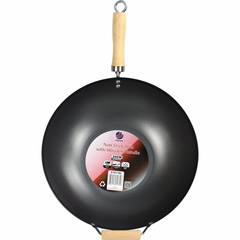 Latitude Run Avondre Non-Stick Carbon Steel Wok, 34cm