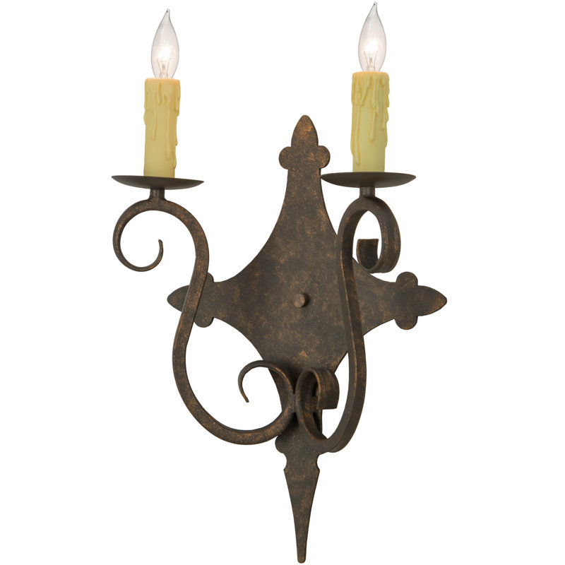 Bronze and Gold 2-Light Dimmable Wall Sconce