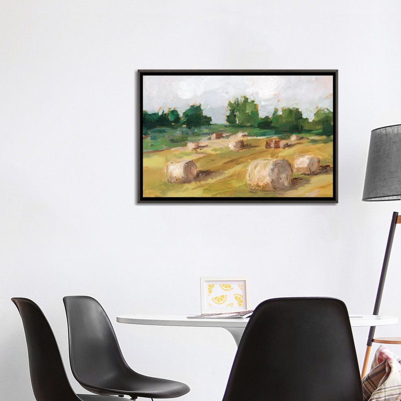 "Hay Field I" par Ethan Harper, reproduction d’art, Toile encadrée de bois rustique foncé, H 26 po x l 40 po x 1,5 po