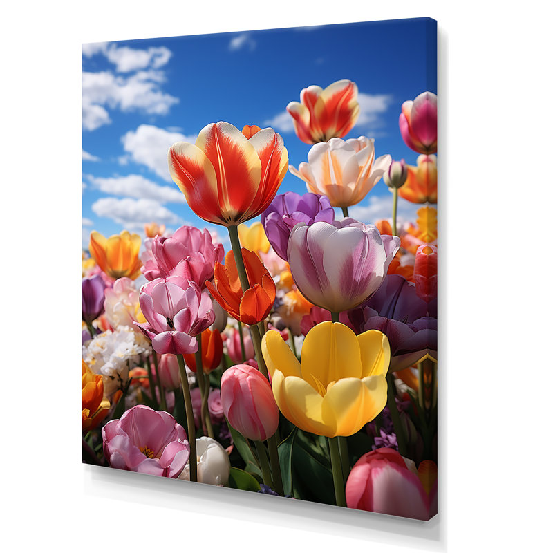 Tulipes Fields of Color III - Art mural sur toile florale, H 40 po x l 30 po x P 1,5 po, Toile tendue